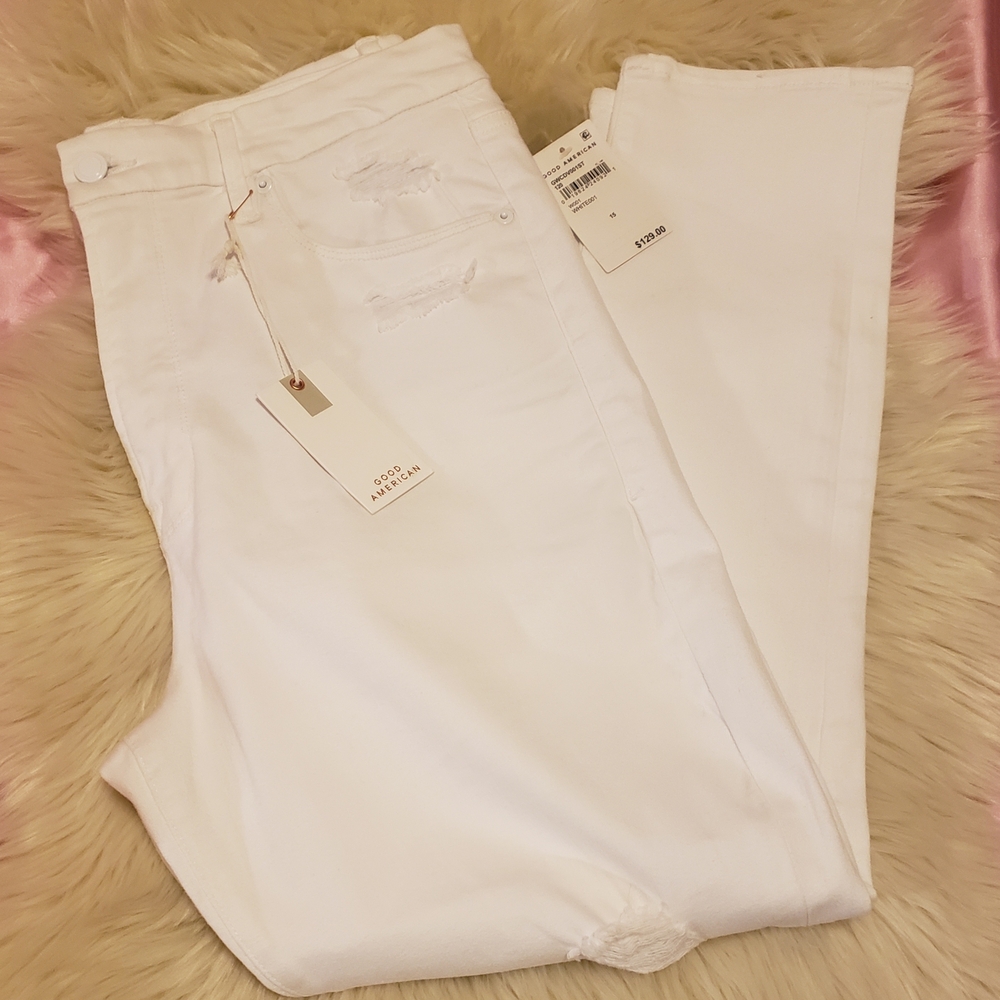 Good American White Distressed Women Jeans